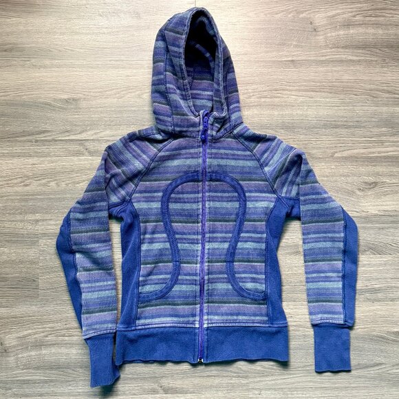 Lululemon Women's Scuba Full-Zip Hoodie - Blue Striped - Picture 1 of 5